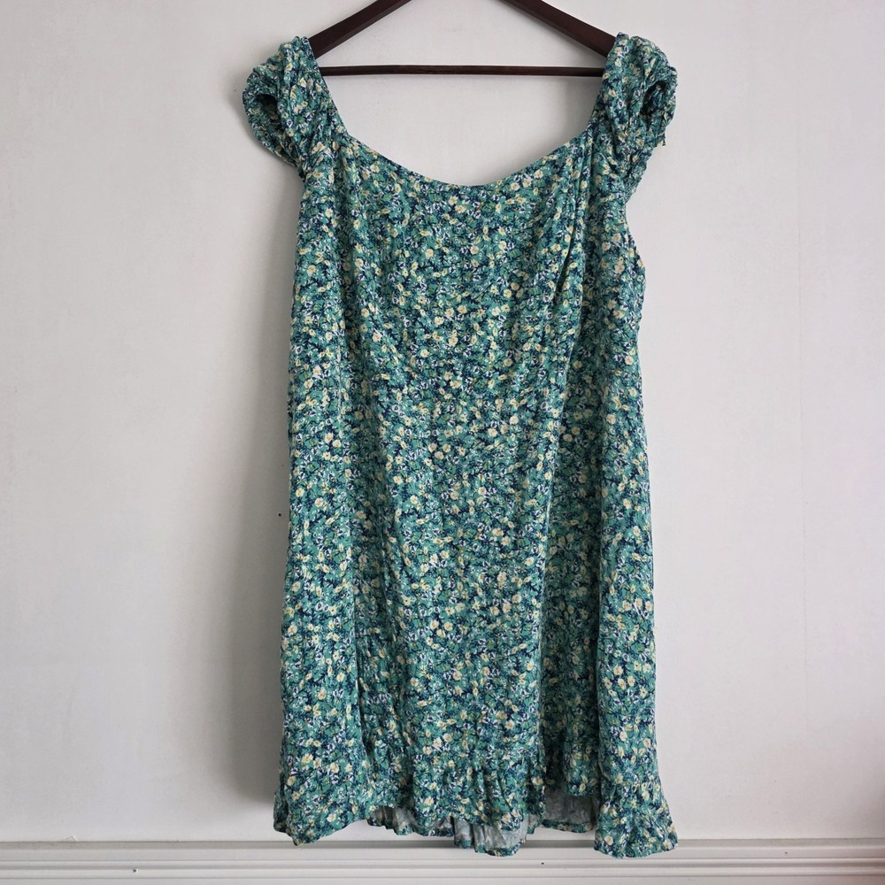 Old Navy Womens Size 2X Green Floral Dress Mini Stretch Comfy Cutesy Garden Airy